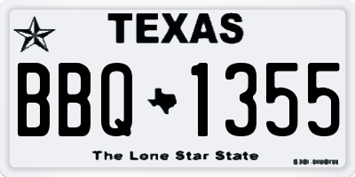 TX license plate BBQ1355