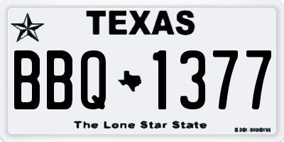 TX license plate BBQ1377