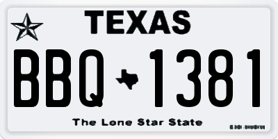 TX license plate BBQ1381