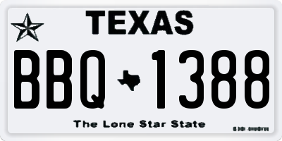 TX license plate BBQ1388