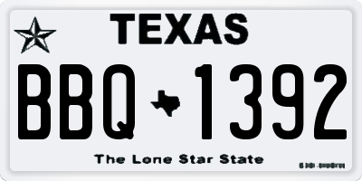TX license plate BBQ1392