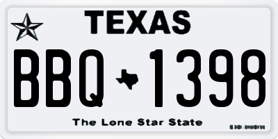 TX license plate BBQ1398
