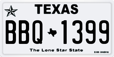 TX license plate BBQ1399