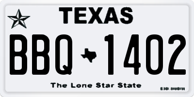 TX license plate BBQ1402