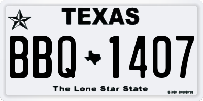TX license plate BBQ1407