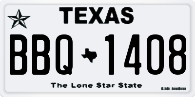 TX license plate BBQ1408