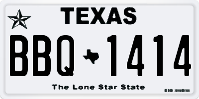 TX license plate BBQ1414