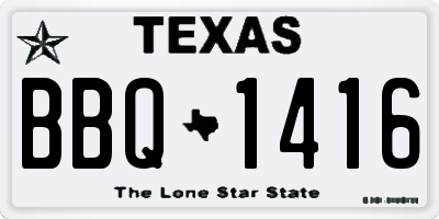 TX license plate BBQ1416