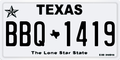 TX license plate BBQ1419