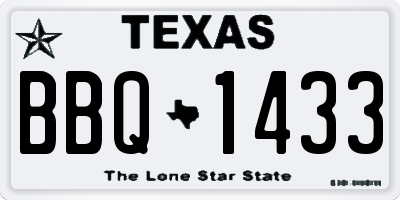 TX license plate BBQ1433