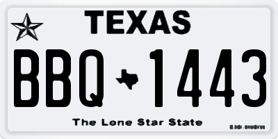 TX license plate BBQ1443