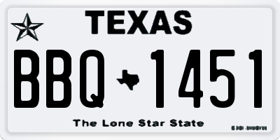 TX license plate BBQ1451