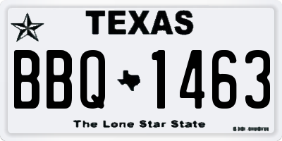 TX license plate BBQ1463
