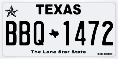TX license plate BBQ1472