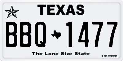 TX license plate BBQ1477