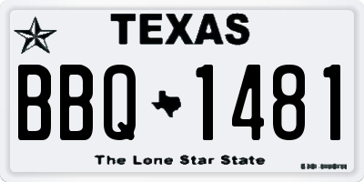 TX license plate BBQ1481