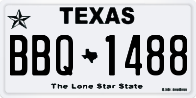 TX license plate BBQ1488