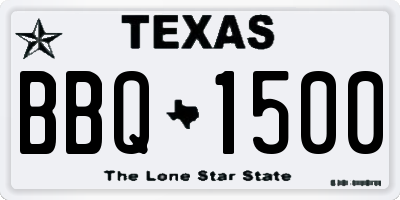 TX license plate BBQ1500