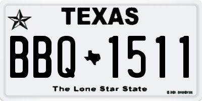 TX license plate BBQ1511