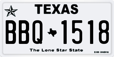 TX license plate BBQ1518