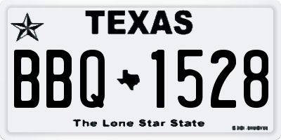 TX license plate BBQ1528