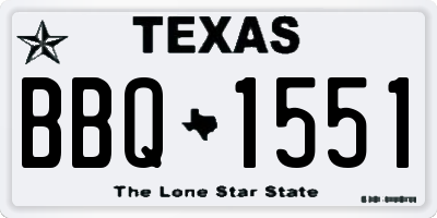 TX license plate BBQ1551