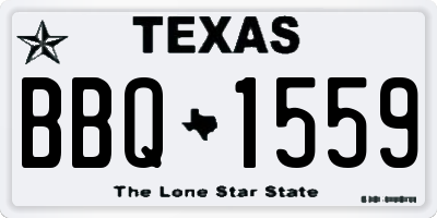 TX license plate BBQ1559
