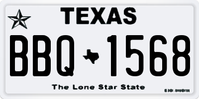 TX license plate BBQ1568