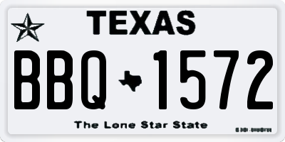 TX license plate BBQ1572
