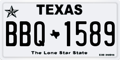 TX license plate BBQ1589