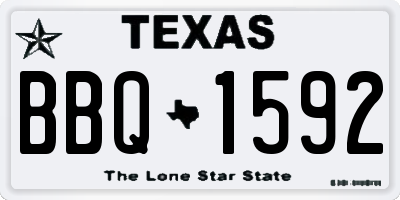 TX license plate BBQ1592