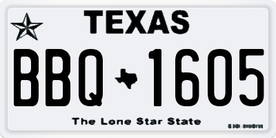 TX license plate BBQ1605