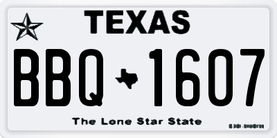 TX license plate BBQ1607