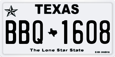 TX license plate BBQ1608