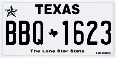 TX license plate BBQ1623