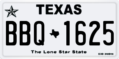 TX license plate BBQ1625