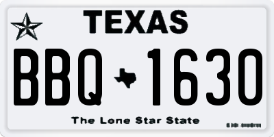 TX license plate BBQ1630
