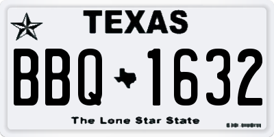 TX license plate BBQ1632