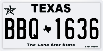TX license plate BBQ1636