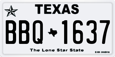 TX license plate BBQ1637