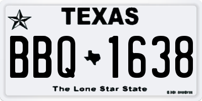 TX license plate BBQ1638