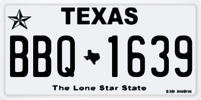 TX license plate BBQ1639