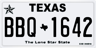 TX license plate BBQ1642