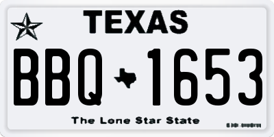 TX license plate BBQ1653