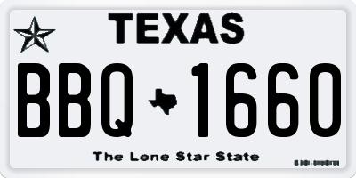 TX license plate BBQ1660