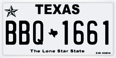 TX license plate BBQ1661