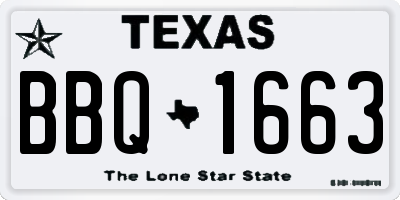 TX license plate BBQ1663