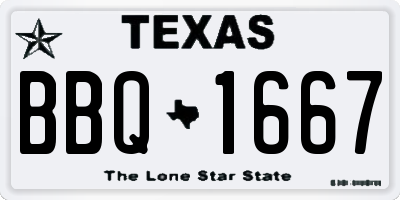 TX license plate BBQ1667