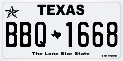 TX license plate BBQ1668