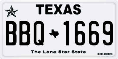TX license plate BBQ1669